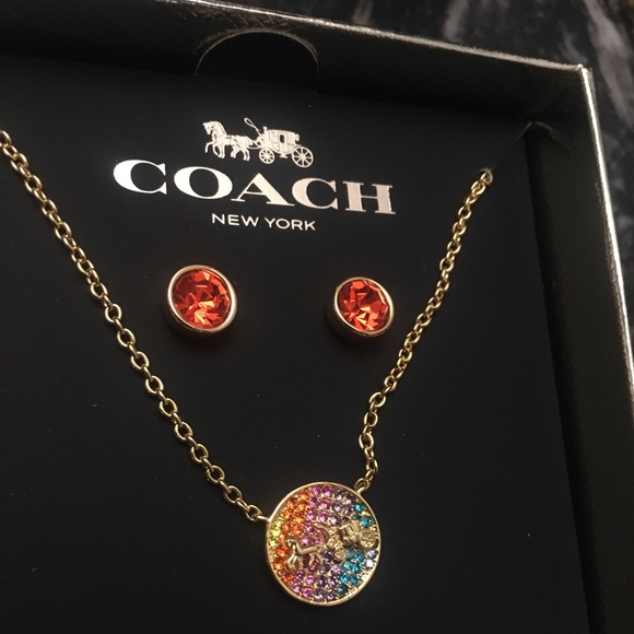 💝COLLECTOR Coach Rainbow Necklace & Earring Set! - Picture 5 of 6